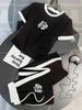 Women's Casual Sporty Two-Piece Set Short Sleeve Top Comfort7able Pants Black White_ecoleips.com