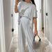 Women's Professional Two Piece Outfit Solid Color Wide Leg Pants Flowy Loose Comfortable Clothing Set Casual Spring/Autumn_ecoleips.com