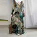 Elegant Flowy Maxi Dress With Ethnic Print - Comfortable Loose Fit Long Sleeve Tunic For Women Versatile Style For Any Occasion_ecoleips.com