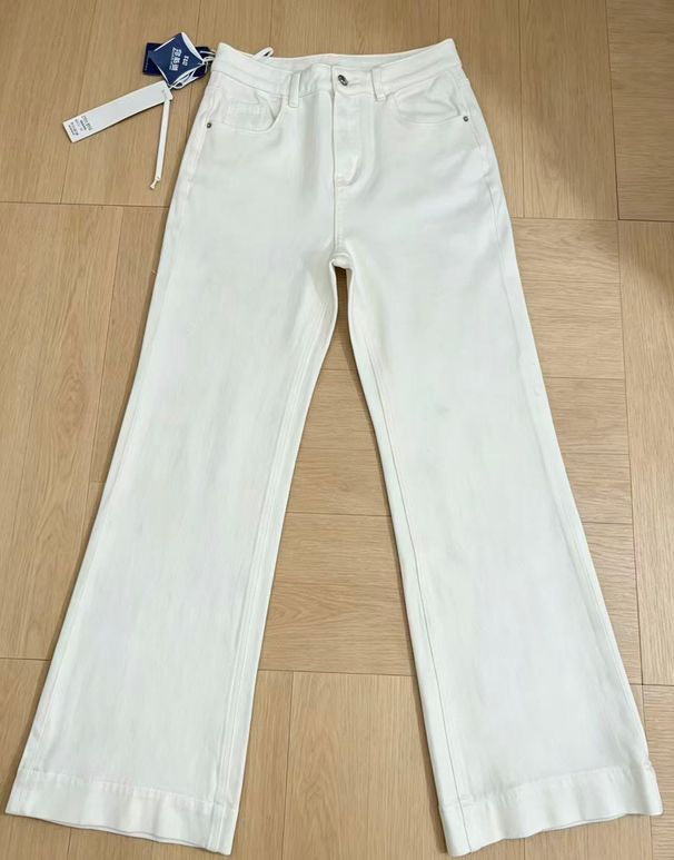 Summer New White Jeans For Women: Straight-leg Relaxed Fit High Waist Retro Simple Stylish Wide-leg Slimming Pants._ecoleips.com