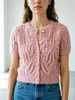 Lightweight Airy Open Front Hollow Knit Short Sleeve Cardigan_ecoleips.com
