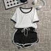 Women's Clothing Women's Ice Silk Breathable Suit Set Color Blocked Short Sleeve T-Shirt And Comfortable Shorts Spring Summer Autumn New Style_ecoleips.com