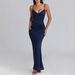Women's Sexy Halter Backless Solid Color Bodycon Maxi Dress – Elegant Evening Party Gown_ecoleips.com