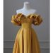Women's Clothing One Shoulder Banquet Evening Dress For Women Satin Yellow Temperament Light Luxury Niche High End Art Exam Host Dress_ecoleips.com