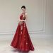 Burgundy Bridal Engagement Dress Halter Neck Evening Gown High Class Banquet Hostess Toasting Dress New Style_ecoleips.com