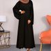 Elegant Spring Muslim Dress – Flowy Long Sleeve Maxi Dress With U-Neck & Flared Sleeves, Modest & Stylish Casual Wear_ecoleips.com