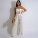 Women's Clothing Sexy Two Piece Suit For Women Fashion Lace Up Top With Loose Wide Leg Pants Suit_ecoleips.com