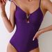 Women's Clothing Sling One Piece Swimsuit Solid Color Hollow Swimsuit_ecoleips.com
