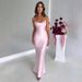 Satin Backless Wrap Dress For Women - Elegant Sexy Strappy Bodycon Evening Gown With High Slit, Formal Party Cocktail Dress_ecoleips.com