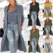 Cardigan Trench Coat, Knitted Loose Sweater Two-piece Set, Solid Color Vest Set_ecoleips.com