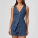 Fashionable Casual Women's Clothing Set Sleeveless High-Waisted with Denim Shorts European And American Style New 2025_ecoleips.com