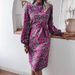 Clearance Sale: Autumn-Winter European And American Floral Print Stand Collar Lantern Sleeve Chiffon Dress,_ecoleips.com