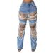 Women's Clothing Hole Heavy Beaded Beaded Stretch Jeans Trousers Women Jacket Two Piece Set_ecoleips.com