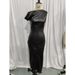 Women's Clothing Elegant PU Draped Midi Dress For Women - High Waist Bodycon Pencil Dress With Slash Neckline, Short Sleeves, Office & Party Wear_ecoleips.com
