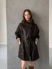 Women's Lightweight PU Leather Jacket – Long Sleeve Belted Biker Jacket, Urban Utility Style With Adjustable Straps (Black/Dark Brown, S-XL)_ecoleips.com
