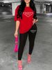 Women's Casual Loose And Fashionable Paris Pattern Print Loose T-shirt+cropped Pants Two-piece Home Sportswear Daily Wear-433_ecoleips.com