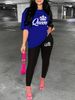 Women's Casual Fashion Queen Letter Pattern Printed Loose T-shirt+cropped Pants Two-piece Home Sportswear Daily Wear-413_ecoleips.com