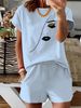 Women’s 2 Piece Outfit Set – Oversized Graphic T-Shirt And Biker Shorts Matching Set, Casual Summer Lounge Tracksuit For Daily Wear-328_ecoleips.com