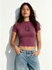 Cute Sausage Dog Graphic Cropped T-Shirt, Crew Neck Short Sleeve Slim Fit Tee, Basic Casual Top For Daily Wear_ecoleips.com