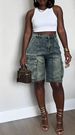 Women's Ripped Denim Jeans Spring Summer Straw Washed Work Pocket Straight Leg Ankle Jeans Independent Station International Style_ecoleips.com