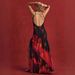Women's High Slit Halter Backless Floral Print Maxi Dress – Casual Beach Resort Party Gown_ecoleips.com