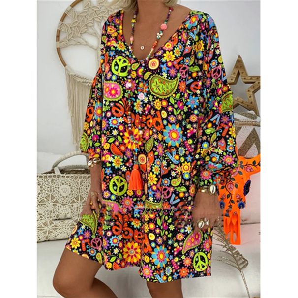 Women's V Neck Floral Print Maxi Dress – Casual Plus Size Flowy Boho Dress For Spring Summer 2026_ecoleips.com