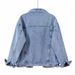 Women's Clothing Retro Blue Denim Loose Vintage Blue Denim Jacket - Relaxed Fit Korean Style Oversized Coat With Distressed Details For Men & Women_ecoleips.com