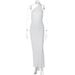 Aria Basics Aria Basics 2025 Summer New Sexy Backless Ruched Slim Fit Solid Color Sleeveless Elegant Dress Wholesale_ecoleips.com