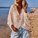 Breathable V-Neck Knit Cardigan – Lightweight Lace Cover-Up For Spring & Summer_ecoleips.com