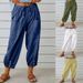 High Waisted Buttoned Cotton Linen Pants For Women Loose Fit Cropped Wide Leg Style From Europe And America_ecoleips.com