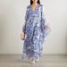 Women's Clothing Summer Blue And White Porcelain Print Loose Large Size V Neck Dress_ecoleips.com