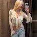 Women's V Neck T-Shirt Pure Sexy See through Bell Sleeve Lace Top European American Style Summer New Arrivals_ecoleips.com
