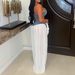 AL357 Women's Camisole V Neck Zipper Vest Patchwork Wide Leg Trousers Set European American Style Denim Pleated Cross Border_ecoleips.com