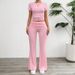 Women's Spring And Summer Casual Solid-Color Fitted Short-Sleeved And Long-Sleeved Suit_ecoleips.com