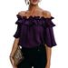 Women's Clothing Women's Flutter Sleeve Off-Shoulder Blouse In Soft Pink, Romantic Summer Casual Top_ecoleips.com