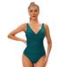 Women's Clothing Solid Color V Neck One Piece Women's Swimsuit Backless Triangle Tight Swimsuit_ecoleips.com