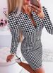 Women's Clothing Women's Houndstooth Dress Short Skirt Long Sleeve Hot Selling Fashionable Elegant For Formal & Casual For Women_ecoleips.com