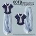 Women's Fashion Two Piece Set - Striped Tie-Front Top With Checkered Pants, Summer Outfit Coordinated Set_ecoleips.com