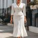 2027 Fashion European-USA Style Elegant Women Lapel Single-Breasted 3/4 Sleeve Suit Jacket + Split Skirts Two-Piece Casual Sets_ecoleips.com