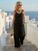 Women's Clothing Summer New Casual Solid Color Khaki Wide Leg Jumpsuit American Style_ecoleips.com