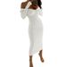 Aria Basics Aria Basics Bestseller Foreign Trade Women's Clothing European And American Nightclub Sexy Off-Shoulder Deep V-Neck Long_ecoleips.com