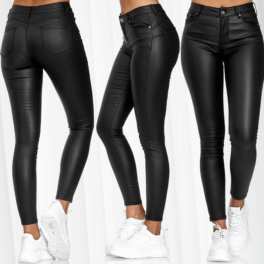 High Waist PU Leather Skinny Pants For Women - Stretchable Slim Fit Trousers, Comfortable & Stylish, Office & Casual Wear_ecoleips.com