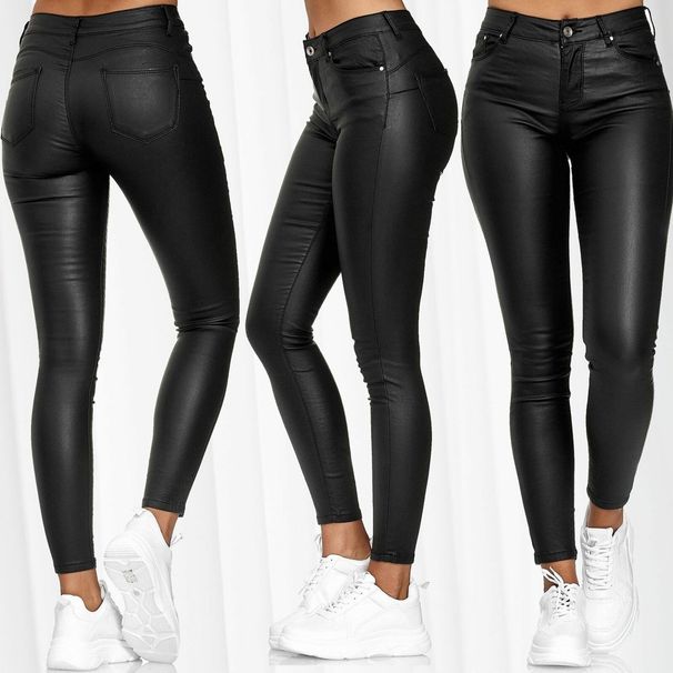 High Waist PU Leather Skinny Pants For Women - Stretchable Slim Fit Trousers, Comfortable & Stylish, Office & Casual Wear_ecoleips.com
