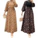 Women's Clothing Ladies Knitted Flower Print Fashion Temperament Elegant Dress_ecoleips.com