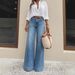 Women's Clothing Retro Washed Wide Leg Jeans Slim Fit Height Enhancing Loose Denim For Spring Summer_ecoleips.com