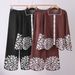 Floral Jacquard Knit Two Piece Set plus Size Loose Fitting Lapel Long Sleeved Top And Wide Leg Pants for Women_ecoleips.com