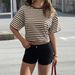 Women's Retro Striped T-Shirt Loose Fit Drop Shoulder Casual Top European American Style for Spring Summer 2026_ecoleips.com