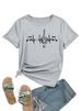 European And American Cross-border Foreign Trade Women's Clothing, Simple Musical Note Print Round-neck Short-sleeve_ecoleips.com
