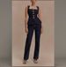 Women's Clothing Modern Style Button High Waist Denim Top Trousers Suit_ecoleips.com