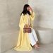 "GraElegant Modest Abaya Dress – Long Sleeve Open Front Cover (S-XXL, Solid Yellow) – Dubai Inspired Islamic Fashion_ecoleips.com